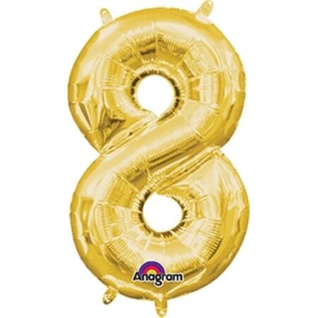 ANAGRAM 16 in. Number 8 Gold Shape Air Fill Foil Balloon 78538